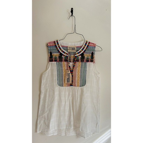 Savannah Jane Tops - Desert Roads Embroidered Cactus Savanna Jane Top NWT Women’s Sz Sm Cotton Tunic
